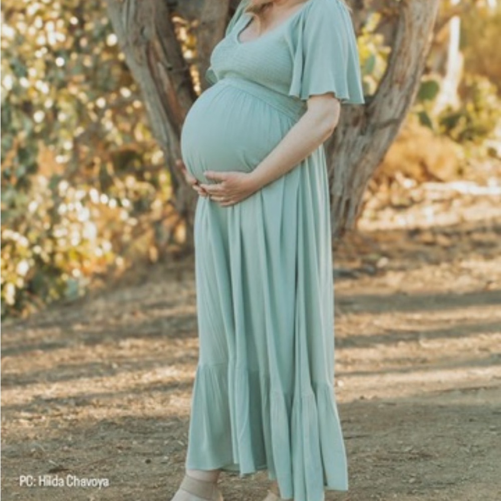 Pinkblush JODIFL sage green maternity dress, size S.